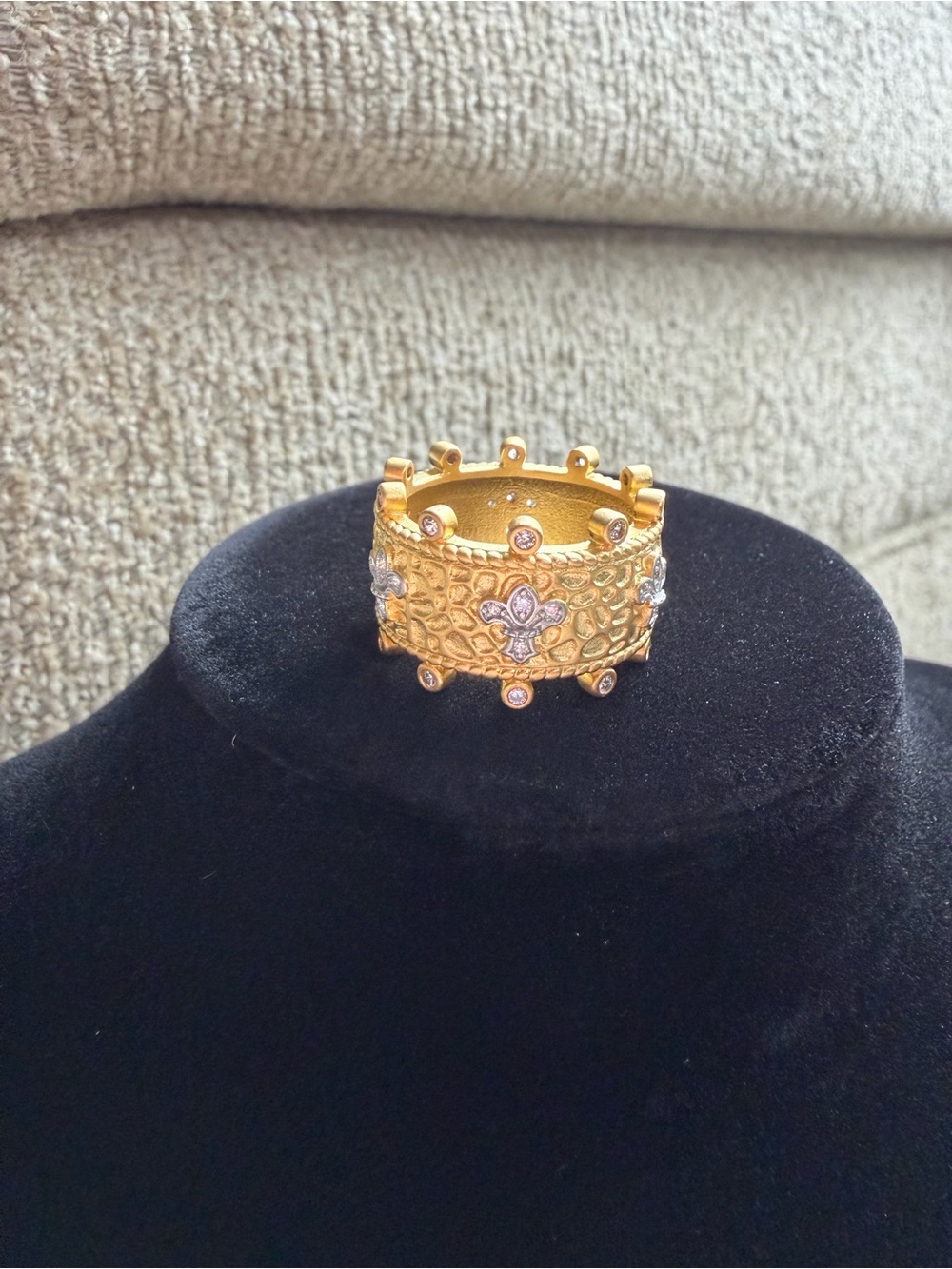 Freida Rothman Imperial Fleur de Lis 14K Gold Plated 925 CZ Ring Size 8.5